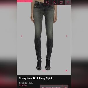 Diesel Skinny Jeans Distressed. Size 23